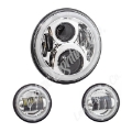 Picture of Letric Lighting 7? Full-Halo Chrome LED Headlight with 2 4-5? Full-Halo Chrome Passing Lamps