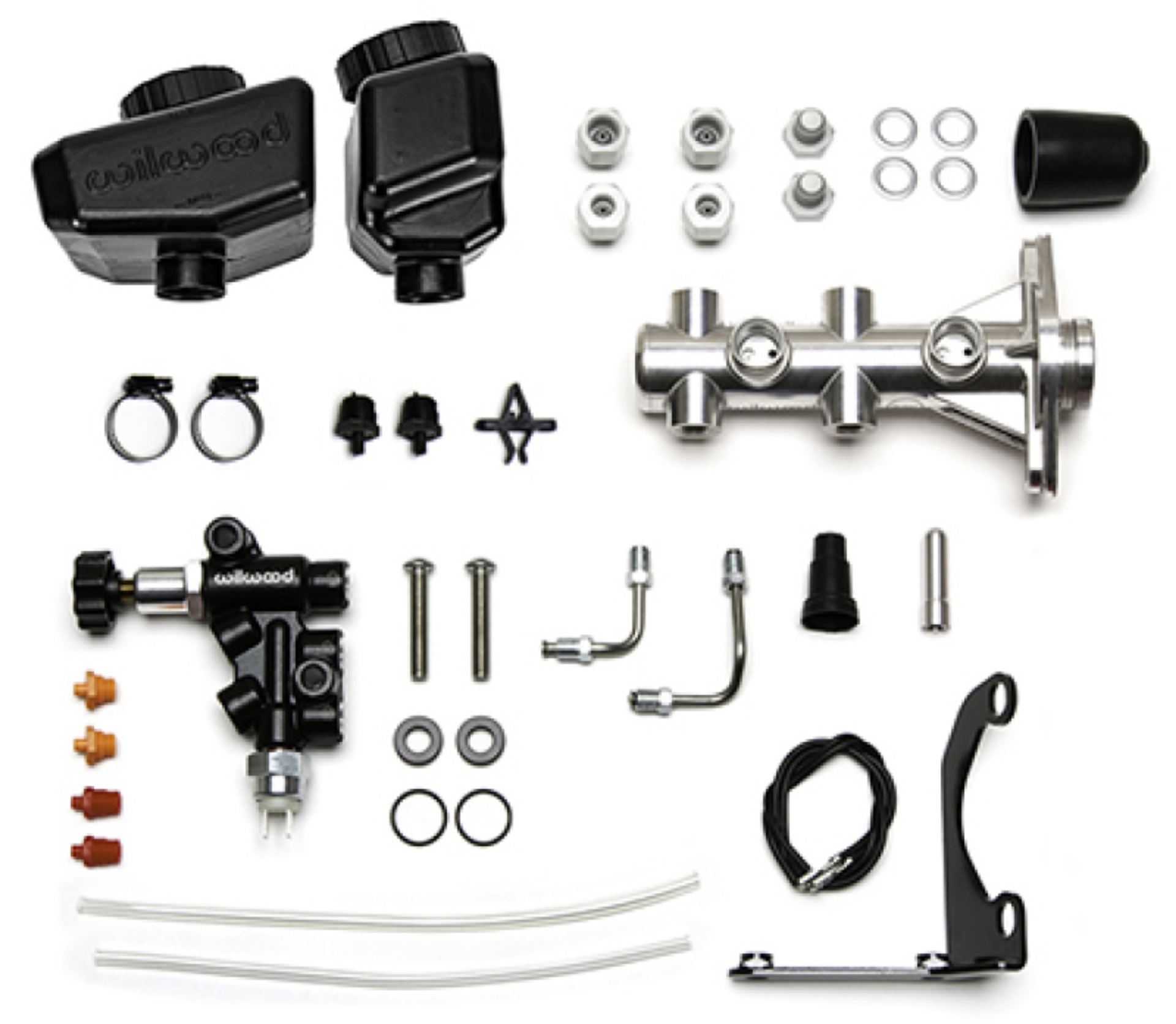 Picture of Wilwood Remote Tandem M-C Kit w-Bracket and Valve - 1in Bore Burnished