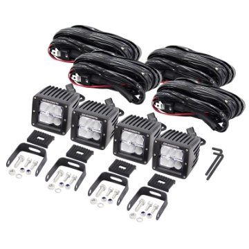 Picture of Go Rhino LED Lighting - Set of Four 3in LED Cube Lights Blk