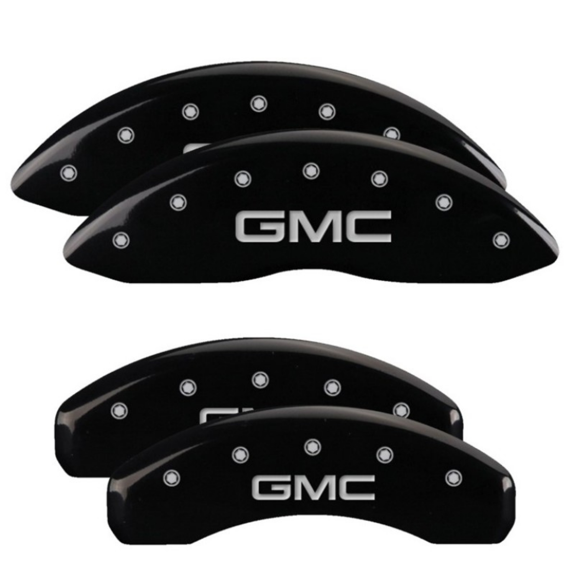 Picture of MGP 4 Caliper Covers Engraved F&R 21-22 GMC Yukon-XL - GMC Black w- Silver Characters