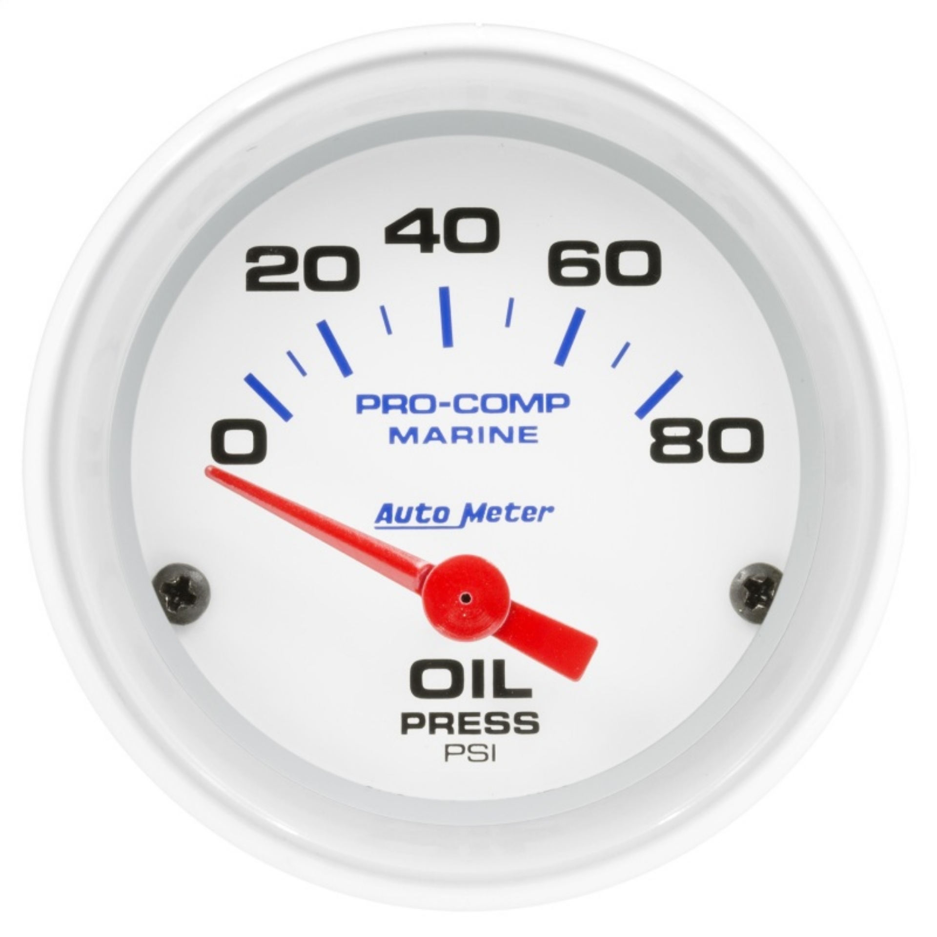 Picture of Autometer Marine White 2-1-16in 80PSI Electric Oil Pressure Gauge