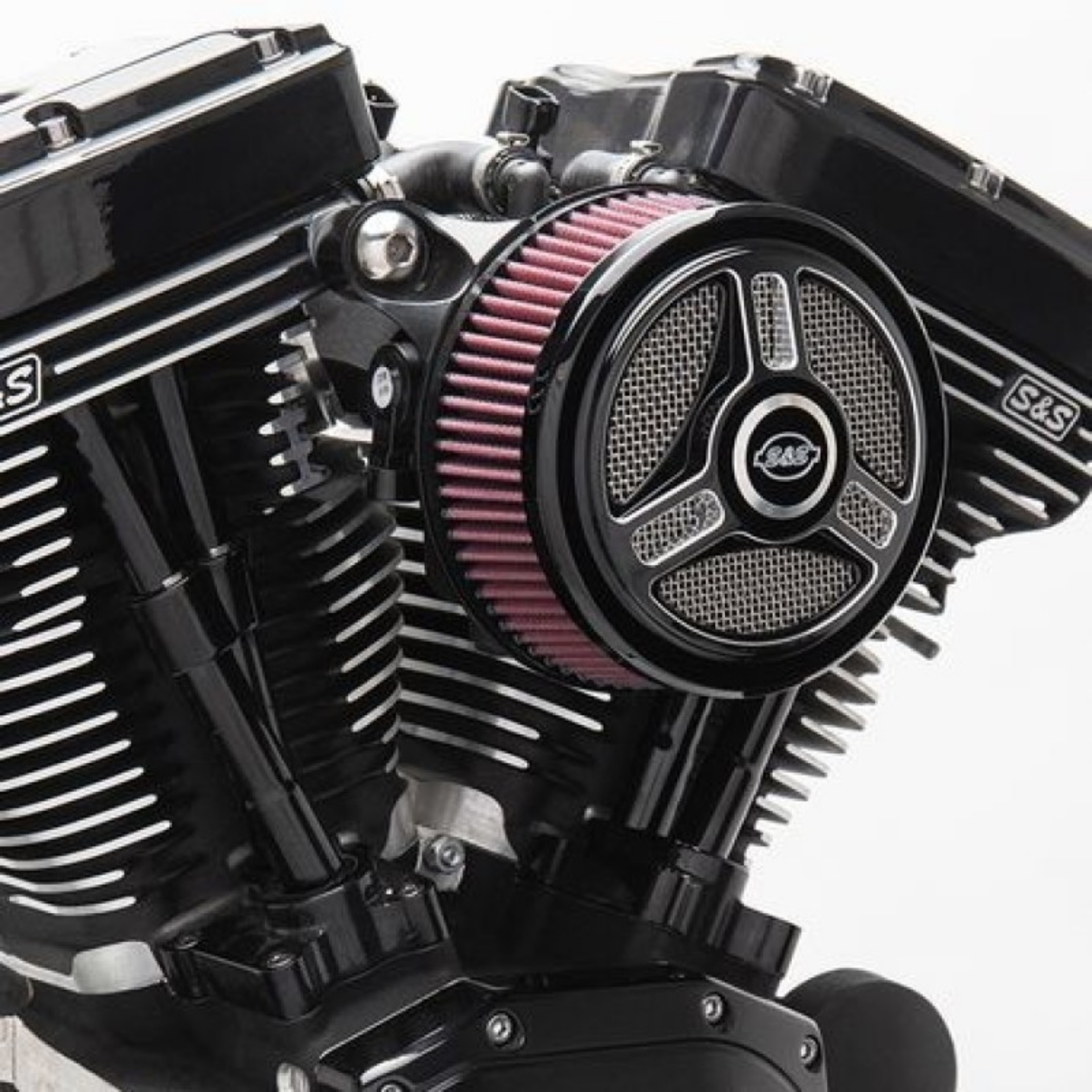 Picture of S&S Cycle 2017+ M8 Models w- Stock Throttle Body Stealth Air Cleaner Kit w- Tri-Spoke Cover
