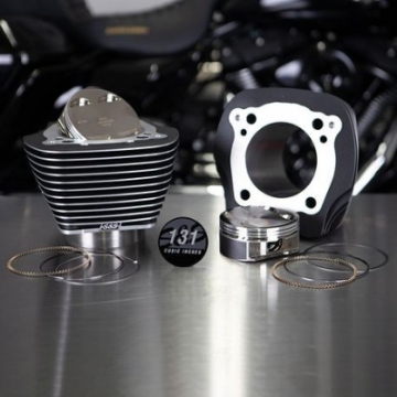Picture of S&S Cycle 2017+ M8 Models 4-250in Bore 4-5-8in Stroke Cylinder Kit - Black Granite w- Highlight