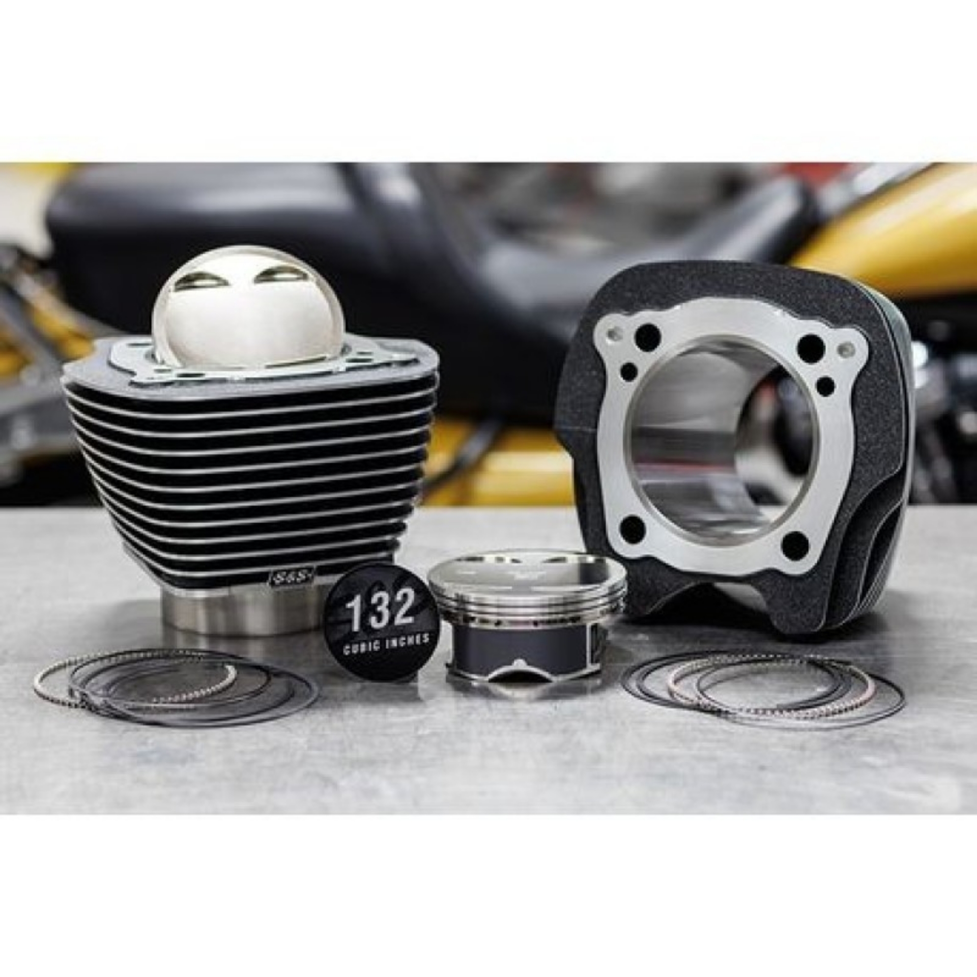 Picture of S&S Cycle 2017+ M8 Models 4-320in Bore 4-500in Stroke Cylinder Kit - Black Granite w- Highlight