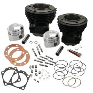 Picture of S&S Cycle 66-84 BT 3-31-32in Stroke 3-7-16in Bore 9-0 To 1 Compression Cylinder Kit - Gloss Black