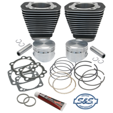Picture of S&S Cycle 84-99 BT 96in 3 5-8in Sidewinder Big Bore Cylinder & Piston Kit - Wrinkle Black