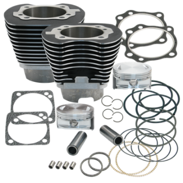 Picture of S&S Cycle 99-06 BT 4 1-8in Bore Cylinder & Piston Kit Early Production T111 Engines - Wrinkle Black