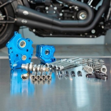 Picture of S&S Cycle 2017+ Oil Cooled M8 Models Chain Drive 550C Cam Chest Kit w- Chrome Pushrod Tubes