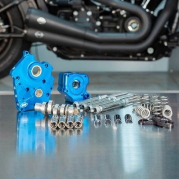 Picture of S&S Cycle 2017+ Water Cooled M8 Models Chain Drive 540C Cam Chest Kit w- Chrome Pushrod Tubes