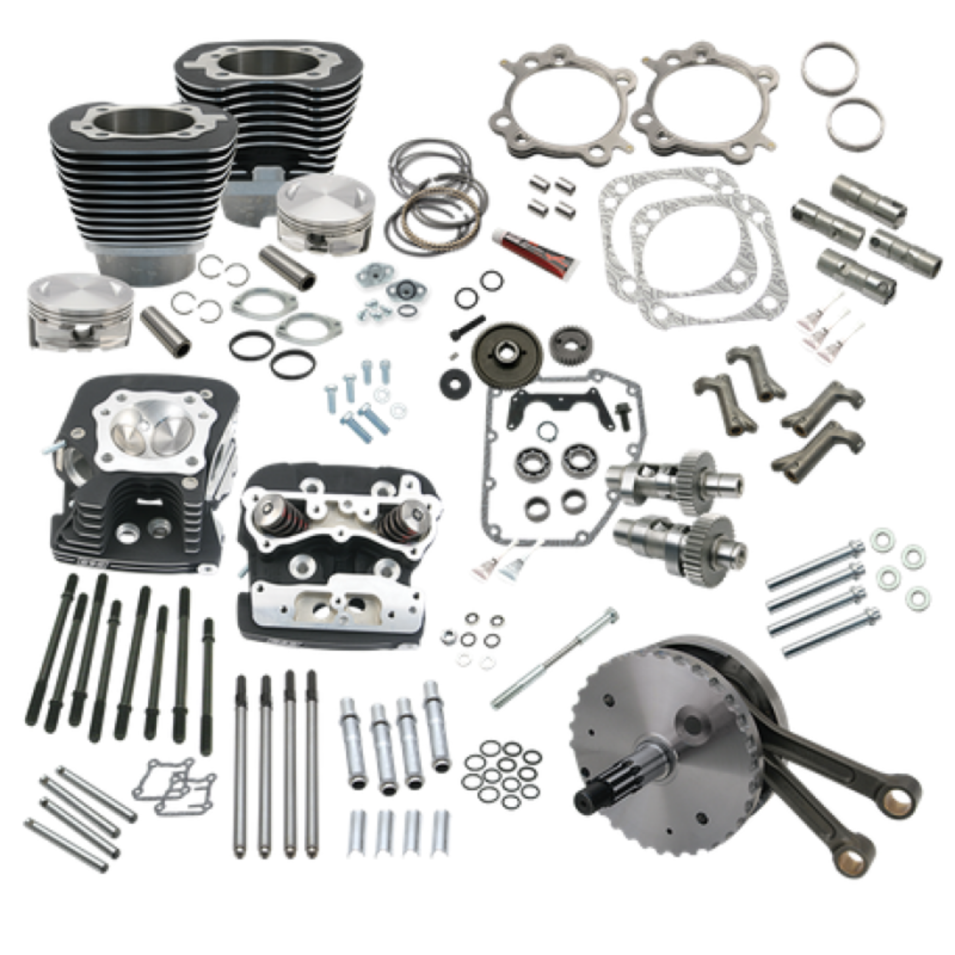 Picture of S&S Cycle 99-06 BT 124in Hot Set Up Kit W- S&S Cylinder Heads - Wrinkle Black