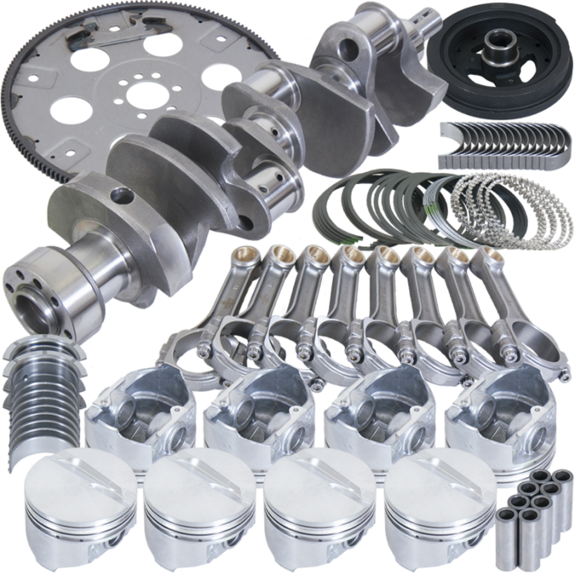 Picture of Eagle Chevrolet 350 Balanced 1Pc Rear Seal Rotating Assembly Kit -030 Bore Dome 168 Tooth Flex Plate