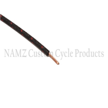 Picture of NAMZ OEM Color Cloth-Braided Wire 25ft- Pack 16g - Black w-Red Tracer