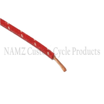 Picture of NAMZ OEM Color Cloth-Braided Wire 25ft- Pack 16g - Red w-White Tracer
