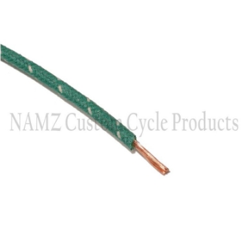 Picture of NAMZ OEM Color Cloth-Braided Wire 25ft- Pack 16g - Green w-White Tracer