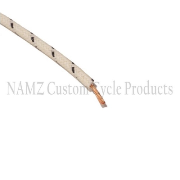 Picture of NAMZ OEM Color Cloth-Braided Wire 25ft- Pack 16g - White w-Black Tracer
