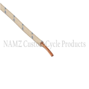 Picture of NAMZ OEM Color Cloth-Braided Wire 25ft- Pack 16g - White w-Blue Tracer