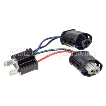 Picture of NAMZ 2014+ Road King w-7in- Dual LED HLamp Headlight Adapter Pigtail w-Female H9 & H11 to Male H4