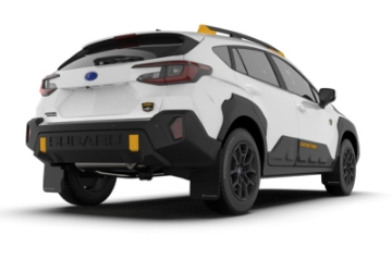 Picture of Rally Armor 24-26 Subaru Crosstrek Wilderness Only Black UR Mud Flap W-White Logo No Drilling Req