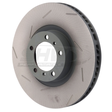 Picture of SHW 17-20 Porsche Panamera 4S 2-9L w-18in Wheel Left Front Slotted Monobloc Brake Rotor 971615301L