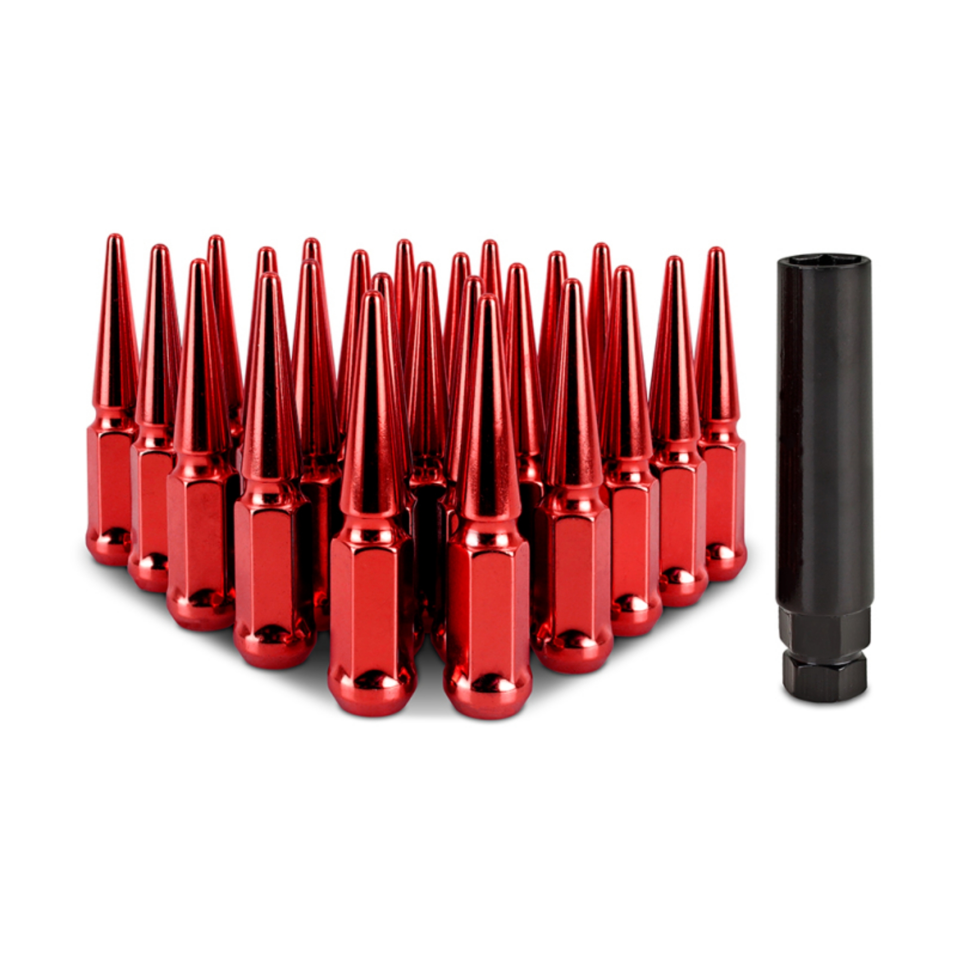 Picture of Mishimoto Mishimoto Steel Spiked Lug Nuts M12 x 1-5 24pc Set Red