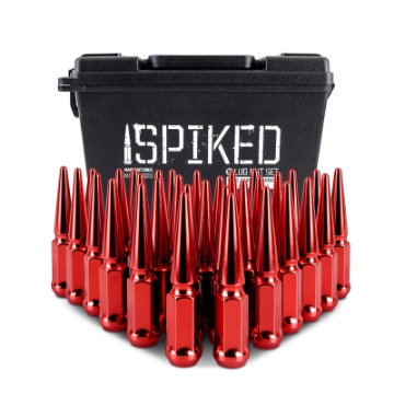 Picture of Mishimoto Mishimoto Steel Spiked Lug Nuts M14 x 1-5 32pc Set Red