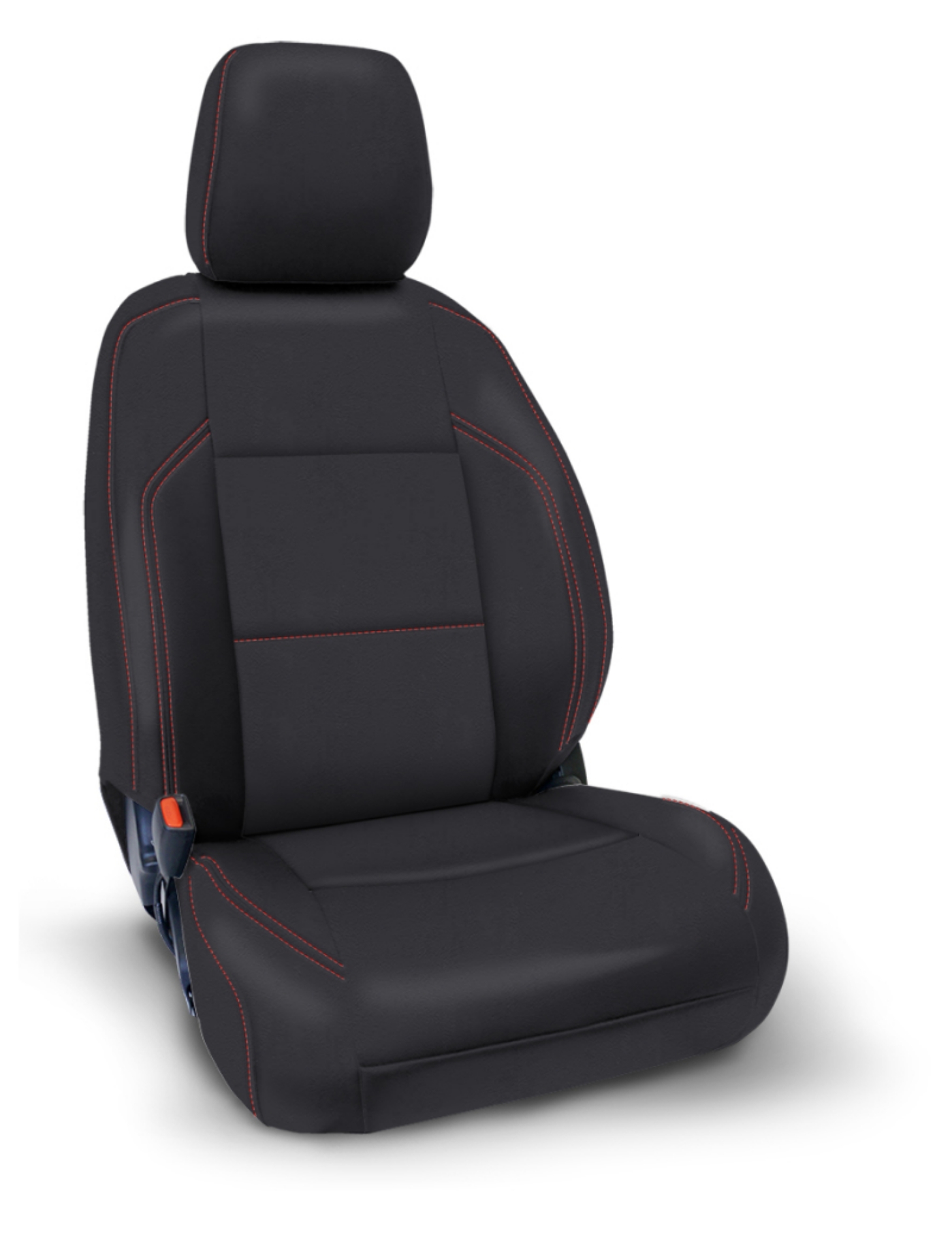 Picture of PRP 2016+ Toyota Tacoma Front Seat Covers with Electric Seat Adj- Pair - Black with Red Stitching