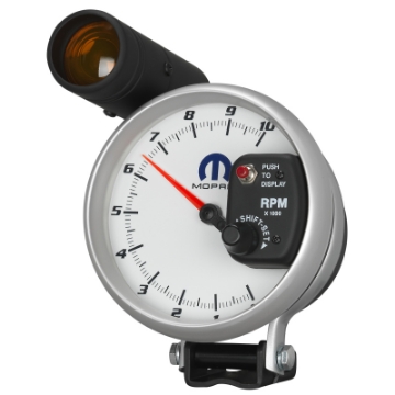 Picture of Autometer Mopar 5in - 10k RPM - Pedestal Mount White Tachometer w- Shift Light