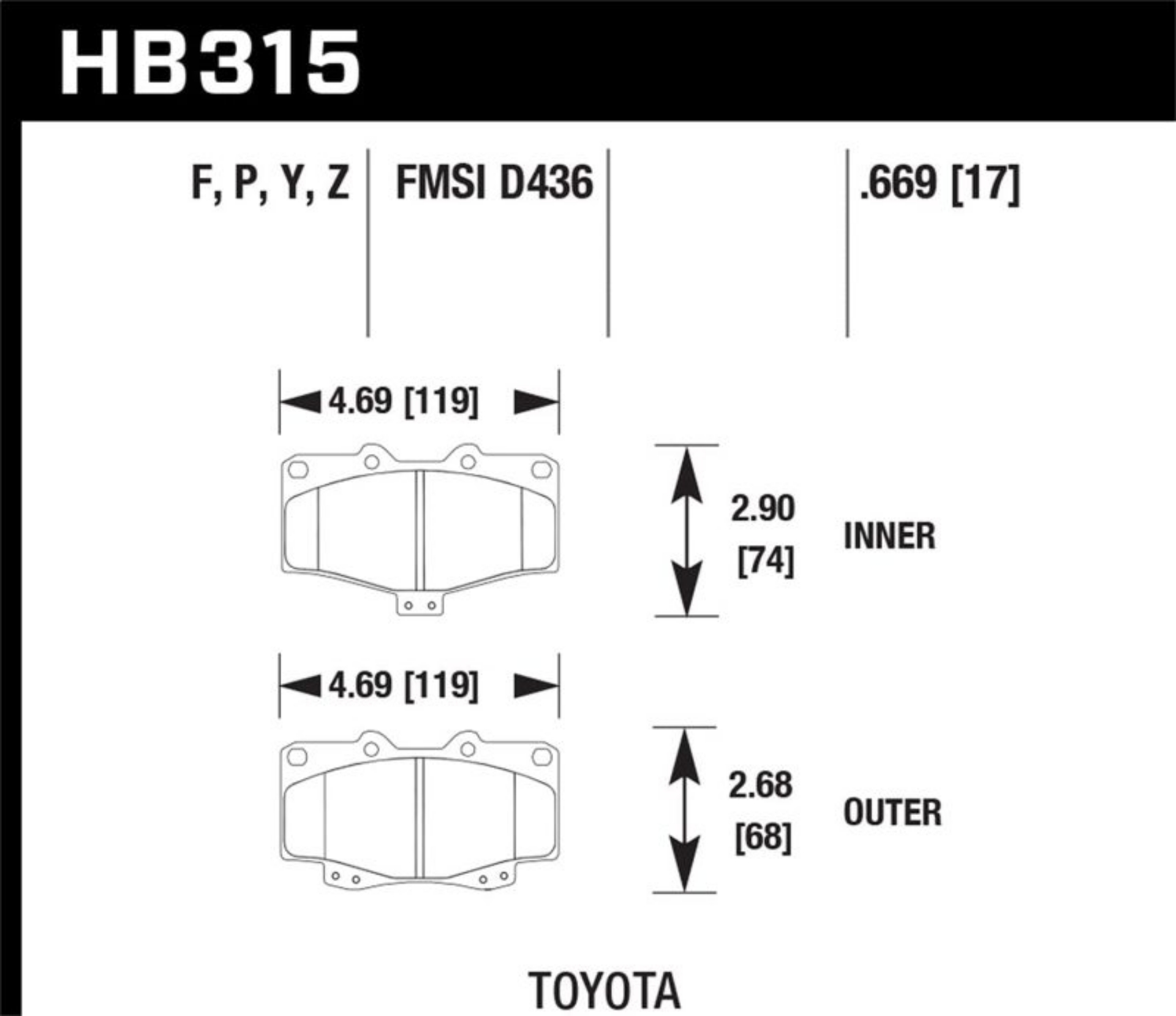 Picture of Hawk 95-98 Toyota Tacoma HPS 5-0 Front Brake Pads