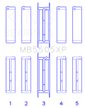 Picture of King Engine Bearings Ford V8 351ci 5-8L - 400ci 6-6L 16V Size STDX Oversized Main Bearing Set