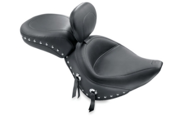 Picture of Mustang 84-06 Harley Standard Rear Tire Wide Touring Solo Seat w-Driver Backrest Studs - Black