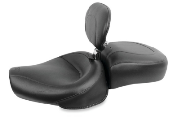 Picture of Mustang 82-03 Harley Sportster Wide Touring Solo Seat w-Driver Backrest - Black