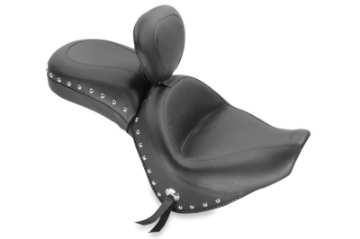 Picture of Mustang 06-21 Kawasaki Vulcan 900 Classic, Custom Touring 1PC Seat w-Driver Backrest Studs - Black