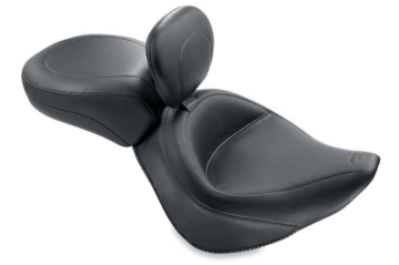 Picture of Mustang 00-15 Harley Softail Standard Rear Tire Wide Touring Solo Seat w-Driver Backrest - Black
