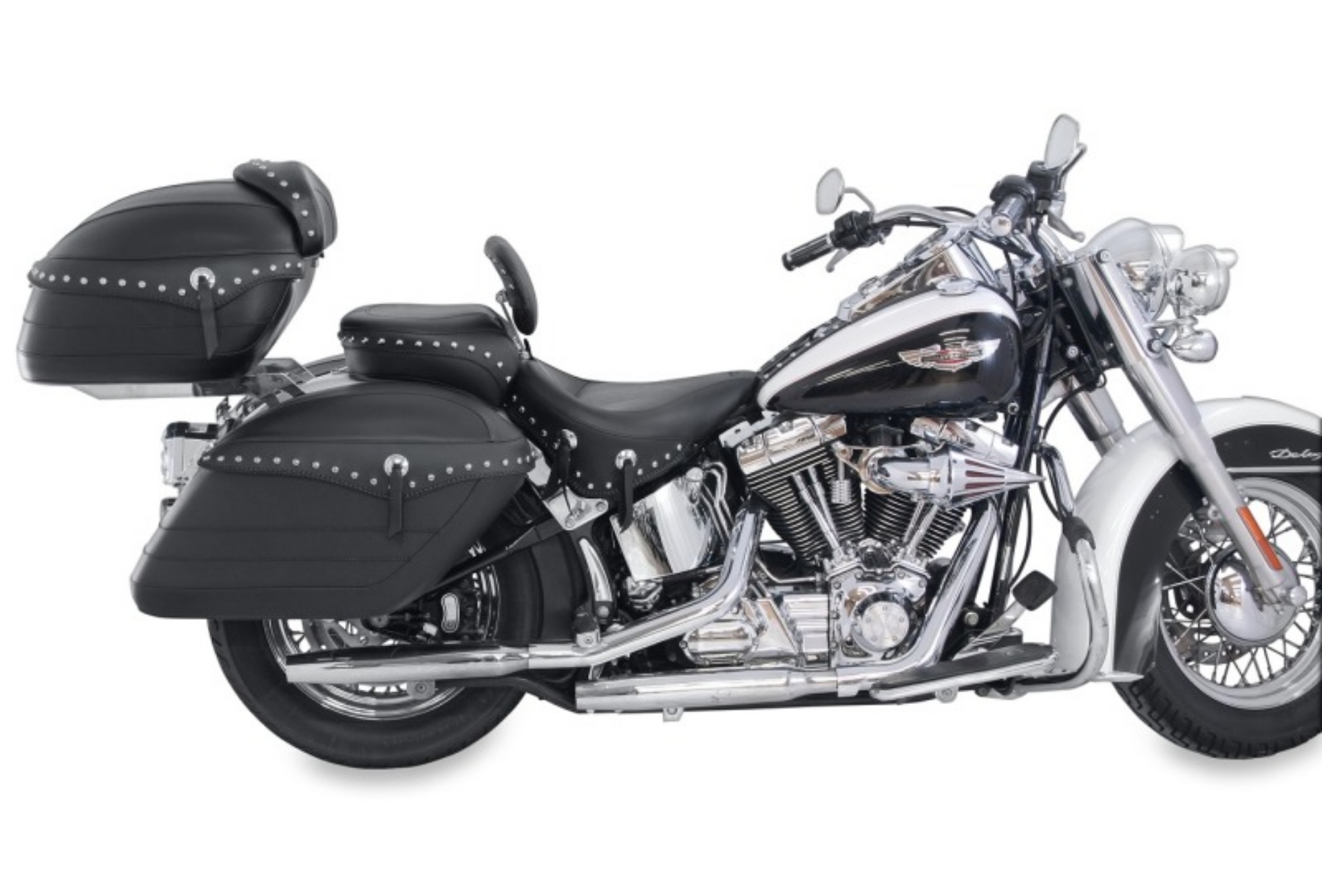 Picture of Mustang 06-17 Harley Softail Wide Tire200mmWide Tour Solo Seat w-Driver Backrest Studs - Black