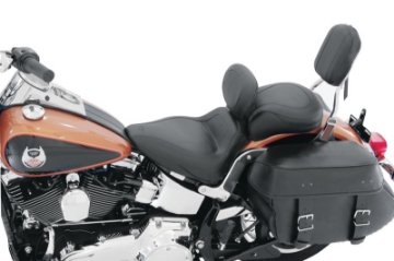Picture of Mustang 06-17 Harley Softail Wide Tire 200mm Sport Touring Solo Seat w-Driver Backrest - Black