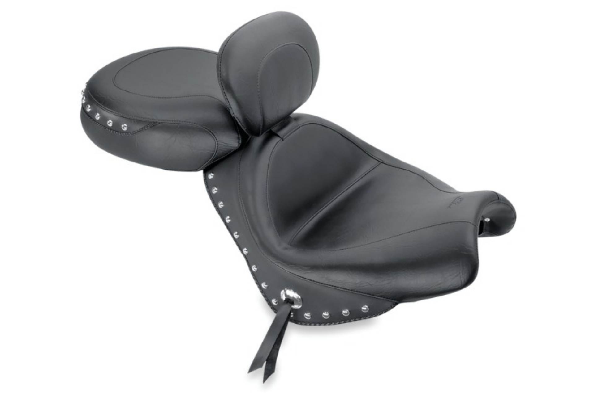Picture of Mustang 04-09 Honda VTX1300C Wide Touring 2PC Seat w-Driver Backrest Studs - Black