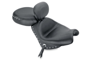 Picture of Mustang 04-09 Honda VTX1300C Wide Touring 2PC Seat w-Driver Backrest Studs - Black