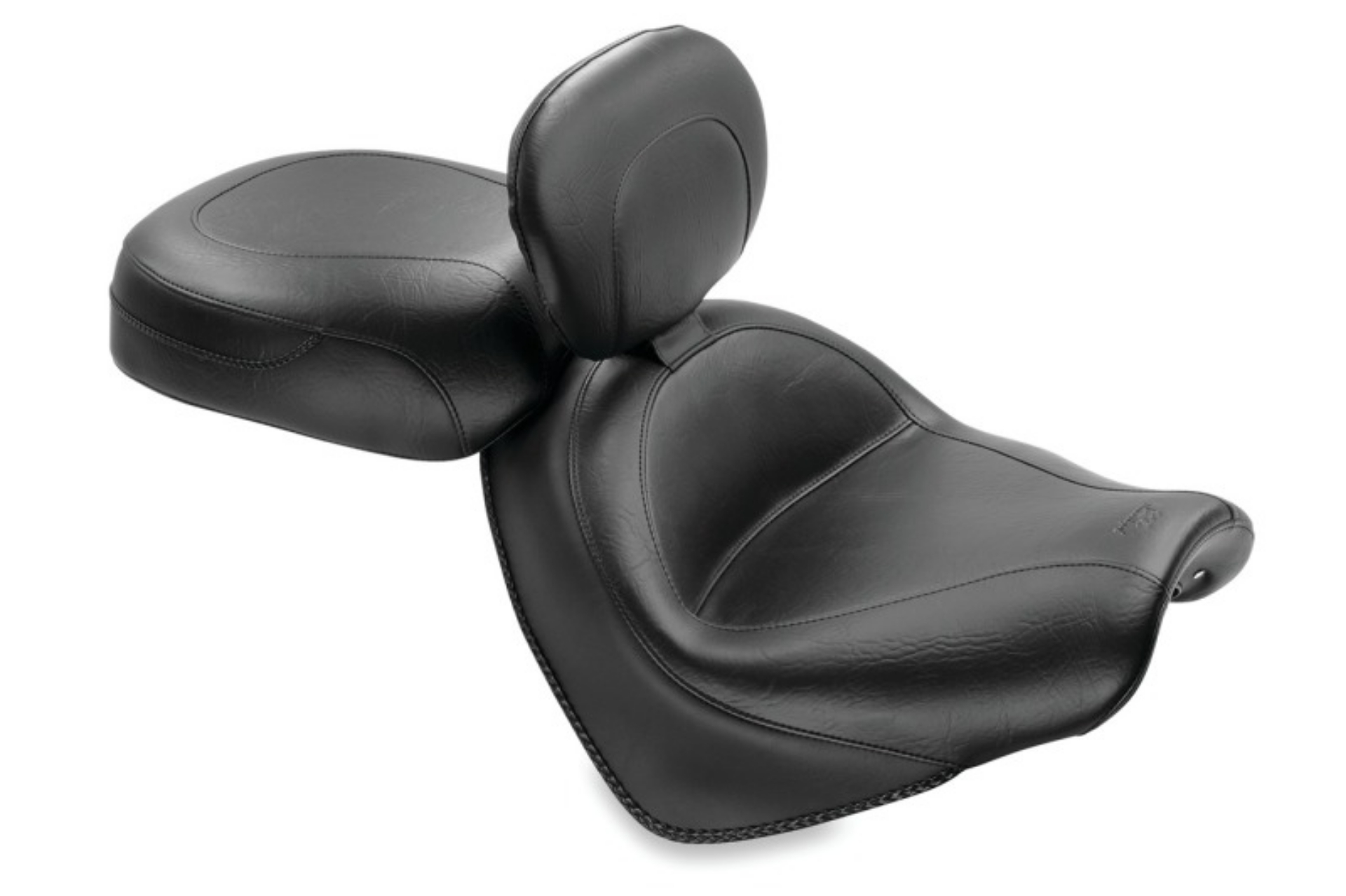 Picture of Mustang 04-09 Honda VTX1300C Wide Touring 2PC Seat w-Driver Backrest - Black