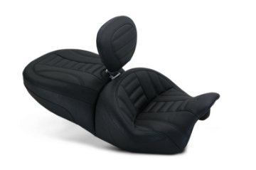 Picture of Mustang 15-21 Harley Freewheeler Touring Forward Deluxe 1PC Seat w-Driver Backrest - Black
