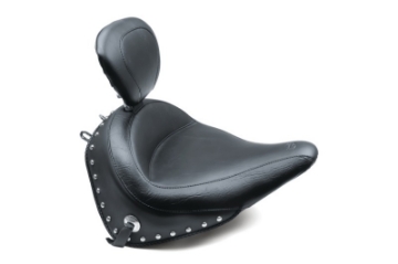 Picture of Mustang 00-15 Harley Softail Std Rear Tire Wide Touring Solo Seat w-Driver Backrest Studs- Black