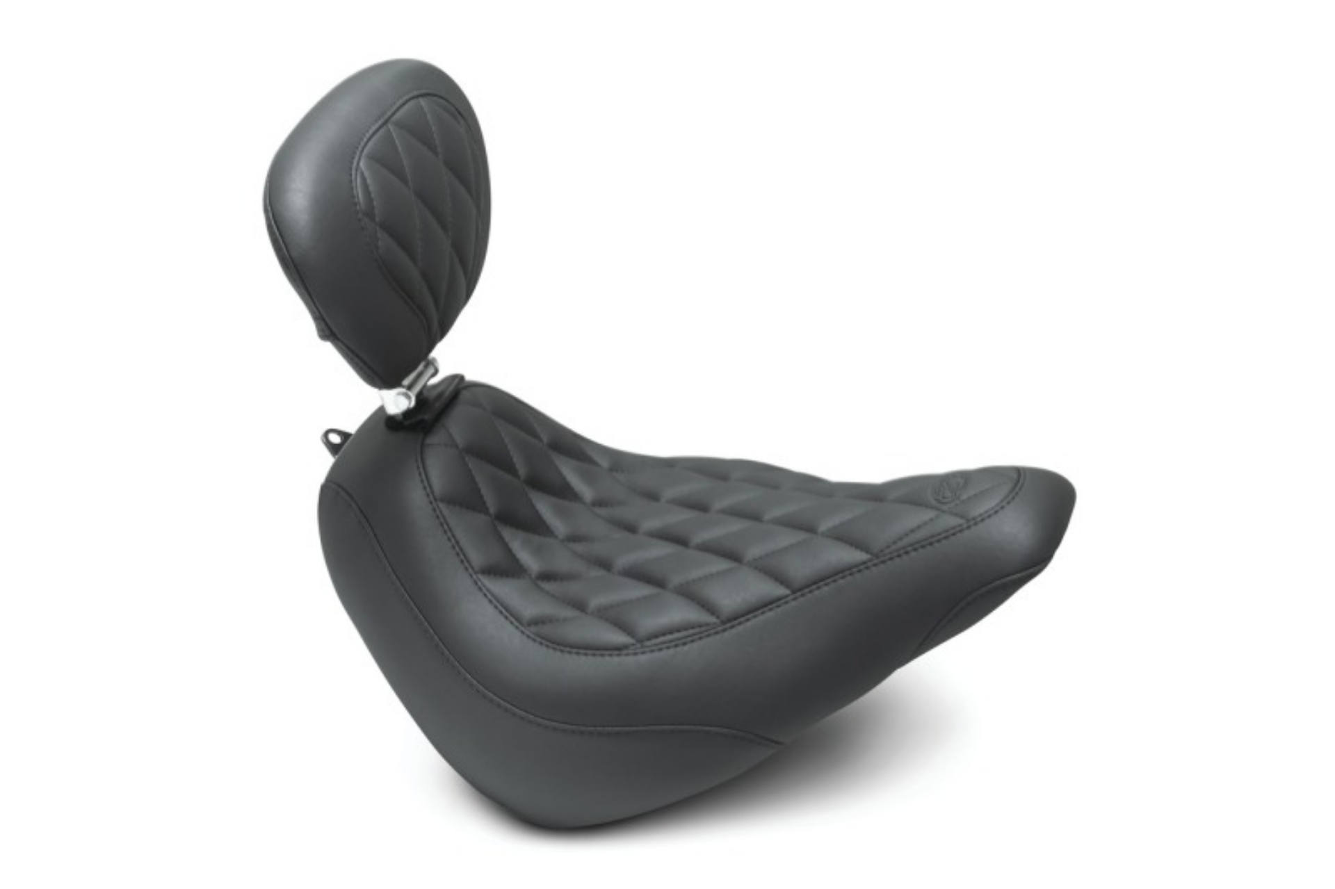 Picture of Mustang 18-21 Harley Softail Slim Wide Tripper Solo Seat w-Driver Backrest Diamond Stitch - Black