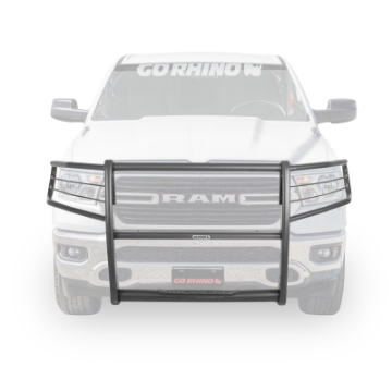 Picture of Go Rhino 19-24 Ram 1500 3100 Series StepGuard Center Grille + Brush Guards - Tex- Black