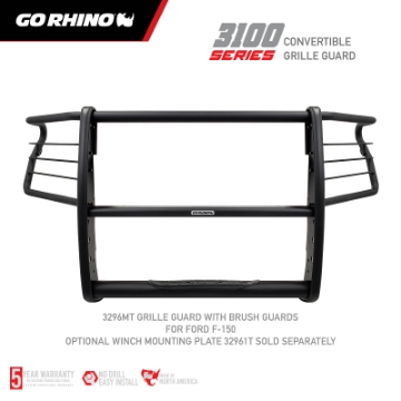 Picture of Go Rhino 18-20 Ford F-150 3100 Series StepGuard Center Grille + Brush Guard - Tex- Blk