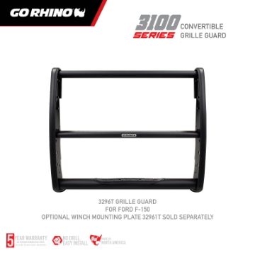 Picture of Go Rhino 18-20 Ford F-150 Excl- APA-ACC Models 3100 Series StepGuard Center Grille ONLY - Tex- Blk