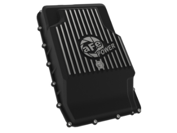 Picture of aFe 17-24 Ford F-150 10R60-10R80 Pro Series Rear Transmission Pan Black w- Machined Fins