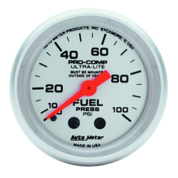 Picture of Autometer Ultra-Lite 52mm 0-100 PSI Mechanical Fuel Pressure Gauge