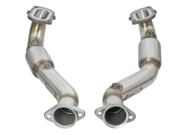 Picture of aFe POWER 14-18 Chevrolet Corvette C7 & Z06 Twisted Steel 3in 304 Stainless Steel Mid Pipe w- Cat