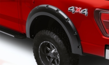 Picture of Lund 21-22 Ford F-150 Excl- Lightning RX-Rivet Style Smooth Fender Flares - Black 2 Pc- Rear