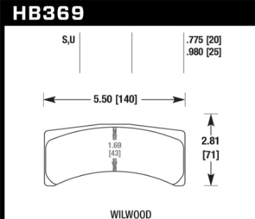 Picture of Hawk Wilwood Integra LP 9725 Racing DTC-70 Brake Pads