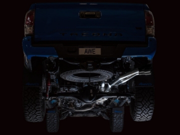Picture of AWE 16-22 Toyota Tacoma 0FG Catback Exhaust w- BashGuard - Dual Diamond Black Tips
